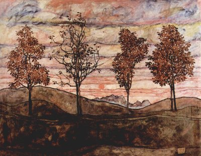 Quatro árvores de Egon Schiele